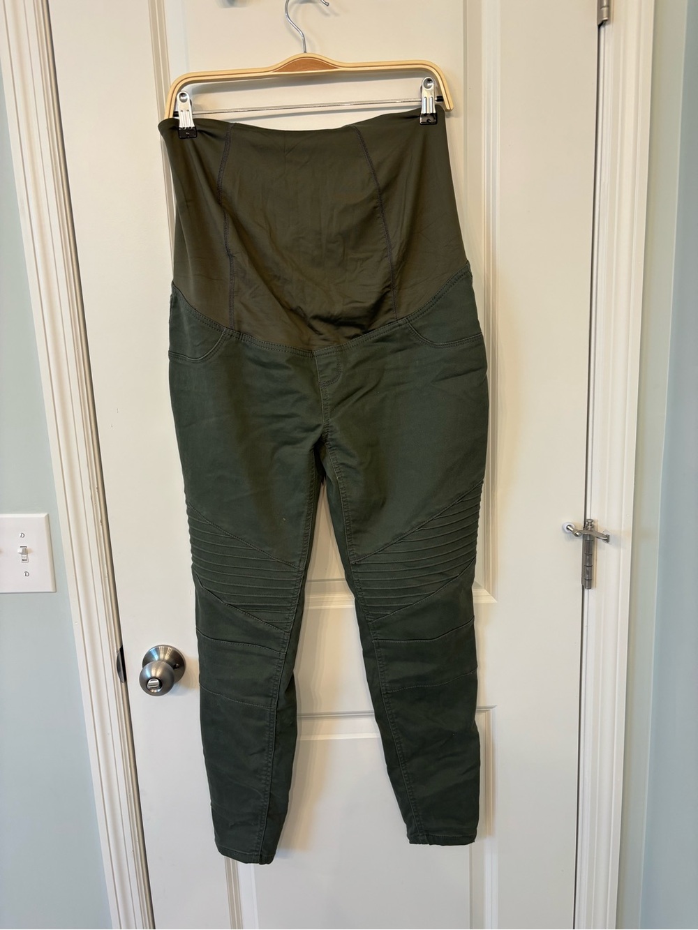 Isabel Maternity by Ingrid & Isabel Olive Green Moto-Style Maternity Leggings